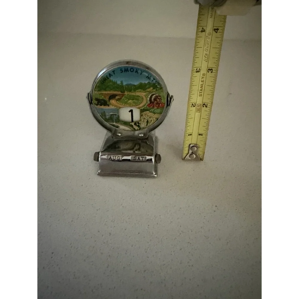 Vintage Great Smokey Mountains Chrome Perpetual Flip Desk Top Calendar 3